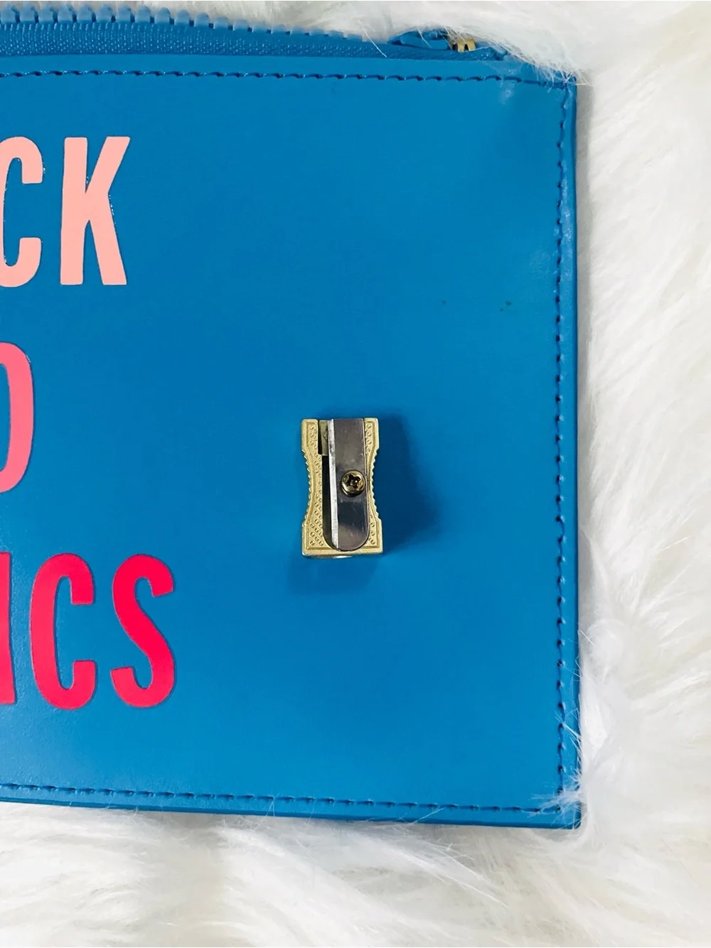 Kate Spade Back to Basics Blue Zip Pencil Pouch Case Desk Organization